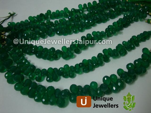 Green Onyx Faceted Drop Beads